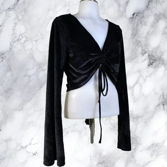 Michael Costello xREVOLVE Ruched Crop Top - Black